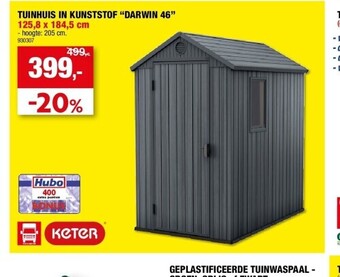 Hubo Tuinhuis in kunststof “darwin 46” 125,8 x 184,5 cm aanbieding