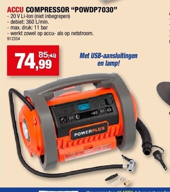 Hubo Accu compressor “powdp7030” aanbieding