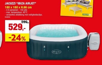 Hubo Jacuzzi “ibiza airjet” 180 x 180 x h.66 cm aanbieding