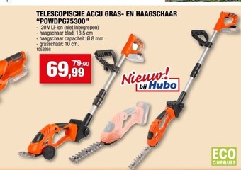 Hubo Telescopische accu gras- en haagschaar “powdpg75300” aanbieding