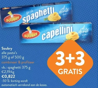OKay Soubry alle pasta's 375 g of 500 g aanbieding