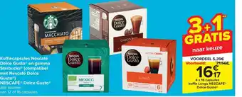 Carrefour Market Koffiecapsules Nescafe Dolce Gusto en Gamma Starbucks Nescafe Dolce Gusto 4 x 16capsules aanbieding