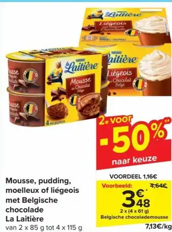La Laitiere Mousse , Pudding , Moelleux of Liegeois met Belgische 2 x (4 x 61g)
