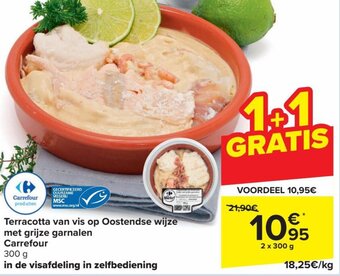 Carrefour Market Terracotta van Vis op Oostendse Wijze met Grijze Garnalen Carrefour 2 x 300g aanbieding