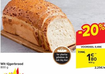 Carrefour Market Wit Tijgerbrood 800g aanbieding