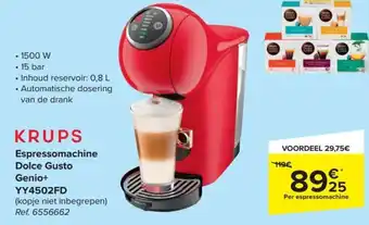 Carrefour Market Krups Espresso Machine Dolce Gusto Genio+ YY4502FD Ref. 6556662 aanbieding