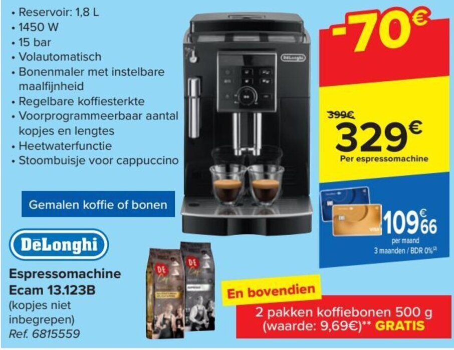 DeLonghi Espressomachine Ecam 13.123B Ref. 6815559 promotie bij