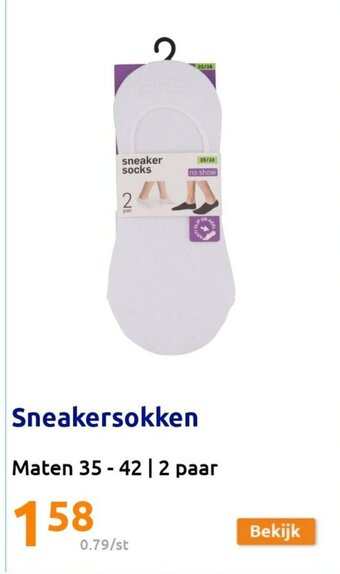 Action Sneakersokken maten 35-42 2 paar aanbieding