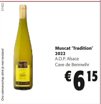 Colruyt Muscat 'Tradition' 2022 A.O.P. alsace cave de bennwihr aanbieding