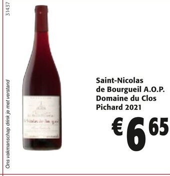 Colruyt Saint-nicolas de bourgueil A.O.P. domaine du clos pichard 2021 aanbieding