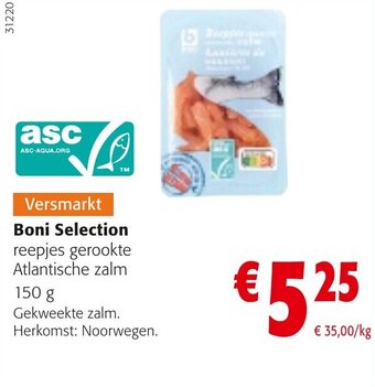 Colruyt Boni selection reepjes gerookte atlantische zalm 150g aanbieding