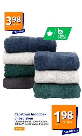 Action Capetown handdoek of badlaken aanbieding