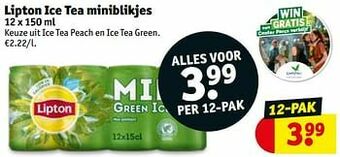 Kruidvat Lipton ice tea miniblikjes aanbieding
