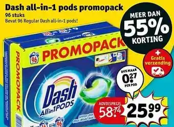 Kruidvat Dash all-in-1 pods promopack aanbieding
