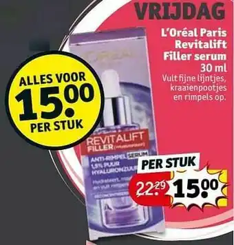 Kruidvat L’oréal paris revitalift filler serum aanbieding