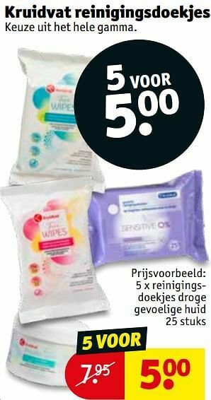 Kruidvat Reinigingsdoekjes droge gevoelige huid aanbieding