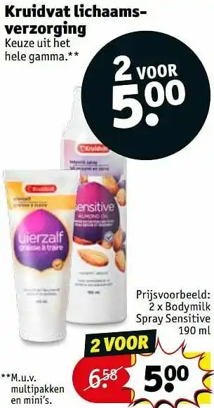 Kruidvat Bodymilk spray sensitive aanbieding