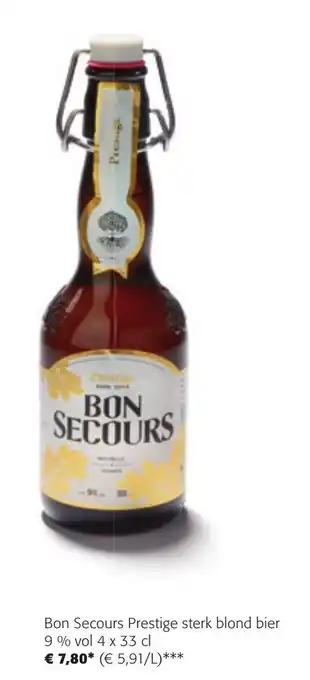 Colruyt Bon Secours Prestige sterk blond bier 9% vol 4 x 33 cl aanbieding