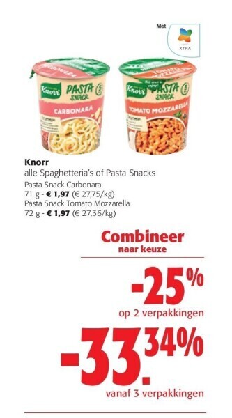 Colruyt Knorr pasta snack carbonara 71 g aanbieding