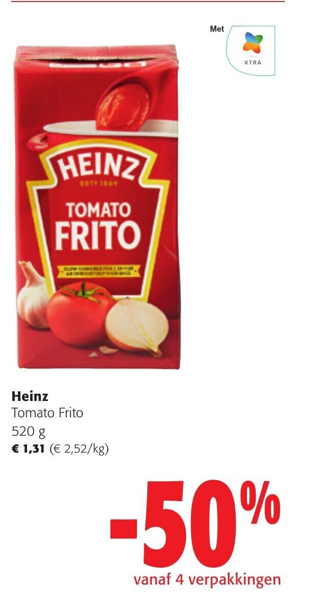 Heinz tomato frito 520g promotie bij Colruyt