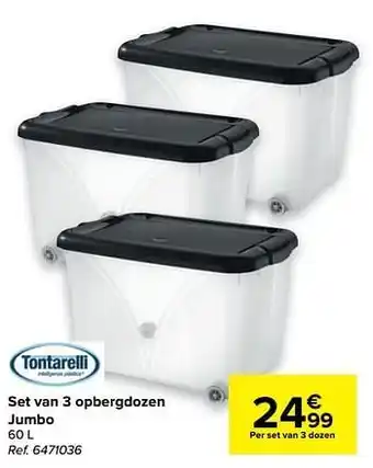 Carrefour Set van 3 opbergdozen jumbo aanbieding
