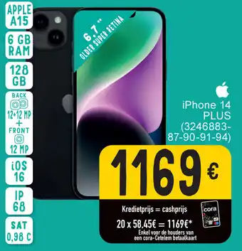Cora Apple iPhone 14 plus 6,7" 6GB RAM, 128GB (3246883-87-90-91-94) aanbieding