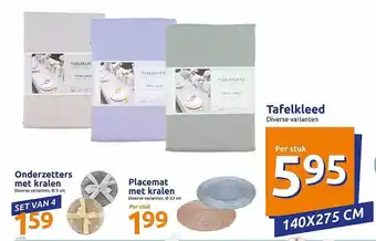 Action Onderzetters Met Kralen, Placemat Met Kralen, Tafelkleed 140x275 cm aanbieding