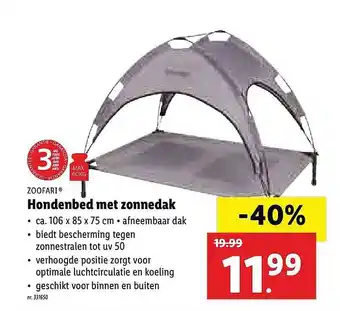Lidl Zoofari Hondenbed Met Zonnedak 106x85x75 cm aanbieding