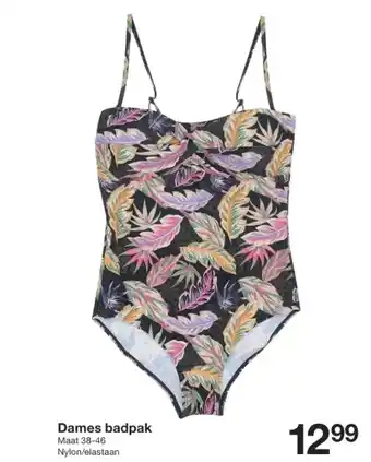 Zeeman Dames badpak maat 38-46 nylon/elastaan aanbieding