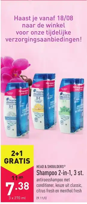 ALDI Head & Shoulders Shampoo 2-in-1, 3 st. aanbieding
