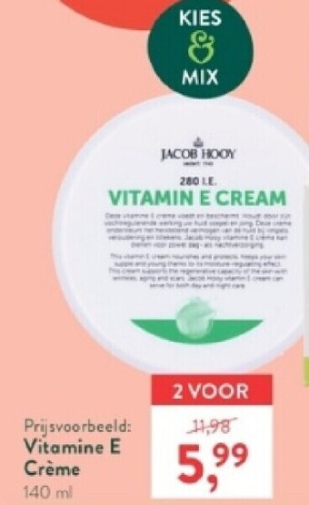 Holland & Barrett Vitamine e crème 140 ml aanbieding