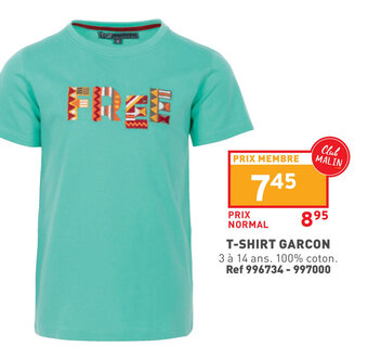 Garcon t-shirt 3 a 14 ans 100% coton