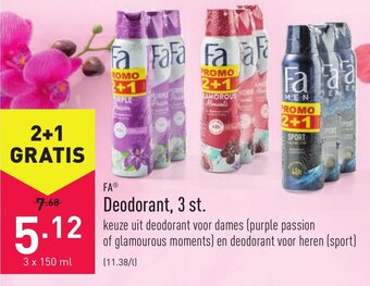 ALDI FA Deodorant, 3 st. aanbieding