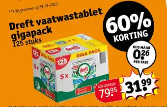 Kruidvat Dreft vaatwastablet gigapack aanbieding