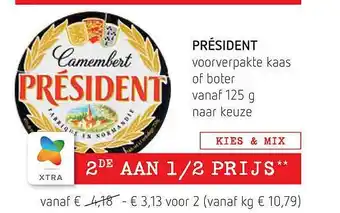 President Voorverpakte Kaas Of Boter 125 g