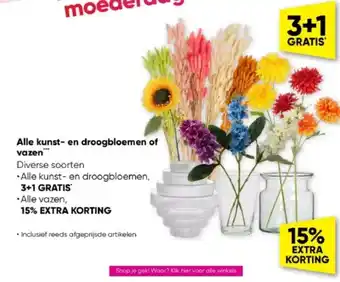 Big Bazar Alle kunst- en droogbloemen of vazen aanbieding