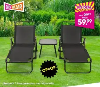 Big Bazar Bahama 2 loungestoelen met bijzettafel aanbieding