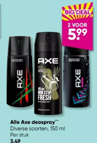 Big Bazar Alle axe deospray aanbieding