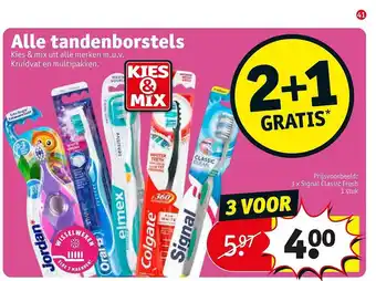 Kruidvat Alle Tandenborstels 2+1 Gratis aanbieding