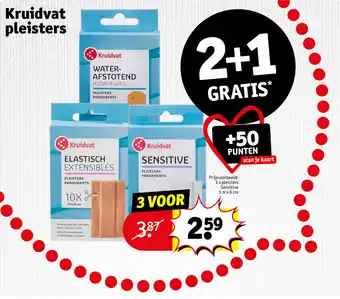 Kruidvat 3 x pleisters sensitive 1m x 6cm aanbieding
