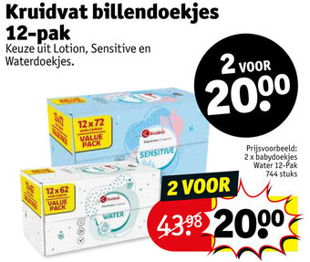 Kruidvat 2 x babydoekjes Water 12-Pak 744 stuks aanbieding