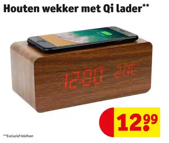 Houten wekker met Qi lader