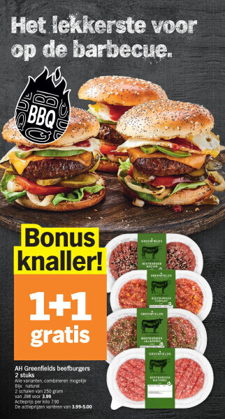 Albert Heijn Ah greenfields beefburgers 2 stuks aanbieding