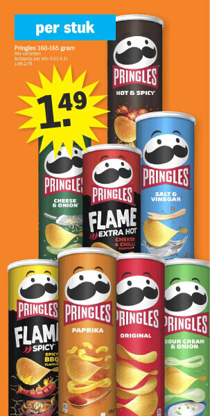 Albert Heijn Pringles 160-165 gram aanbieding