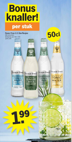 Albert Heijn Fever-tree 0.5 literflesjes aanbieding