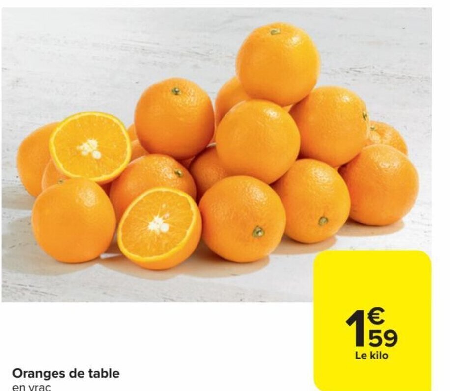 Oranges de table Le kilo promotie bij Carrefour Market