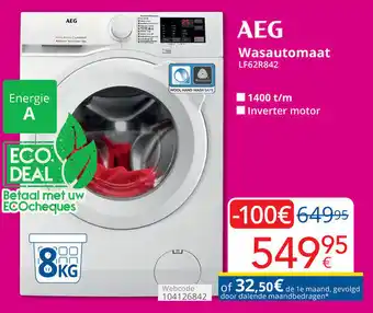 Eldi AEG wasautomaat 8kg LF62R842 Webcode: 104126842 aanbieding