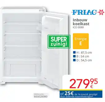 Eldi Friac inbouw koelkast ICO 0080 Webcode: 603020080 aanbieding