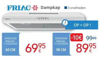 Eldi Friac dampkap 90 cm, DK0095W Webcode: 115020095 aanbieding