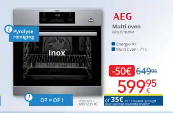 Eldi AEG multi oven 71 L, BPB351020M Webcode: 609123510 aanbieding